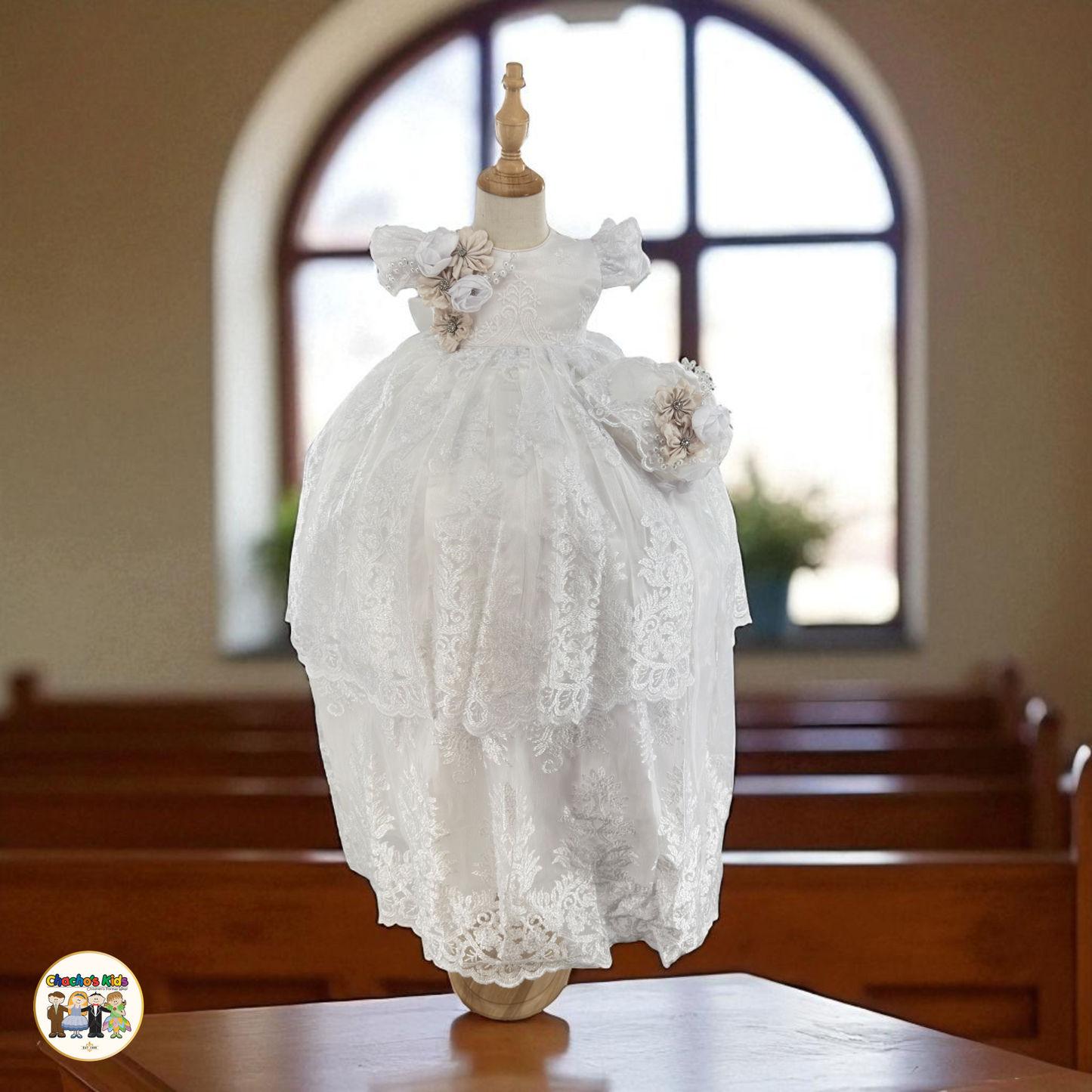 Girls Baptism Dress - White (Kimberly)