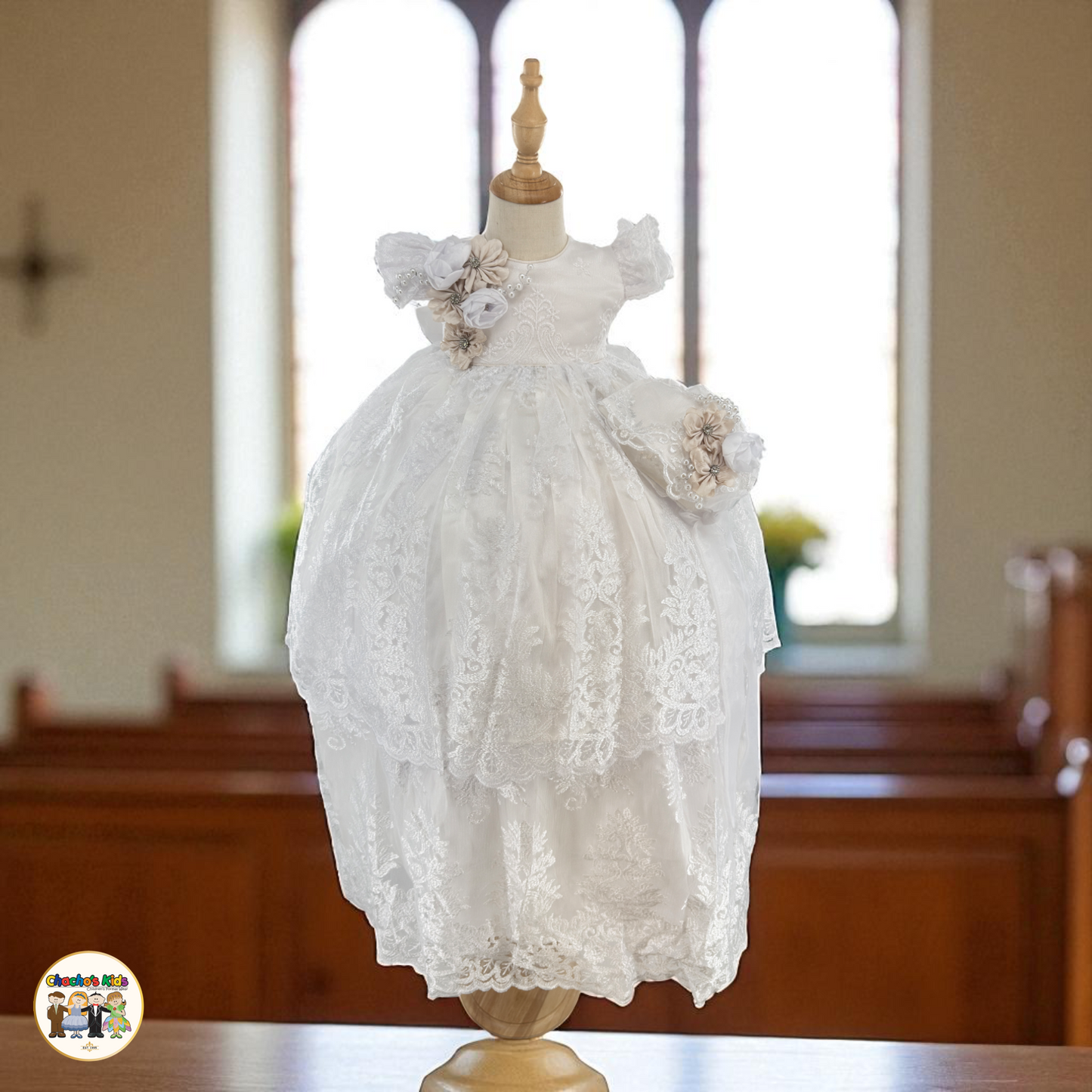 Girls Baptism Dress - White (Kimberly)