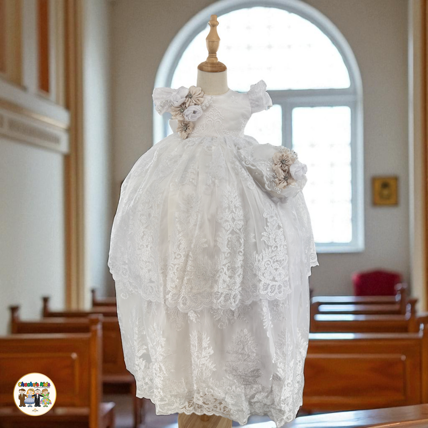 Girls Baptism Dress - White (Kimberly)