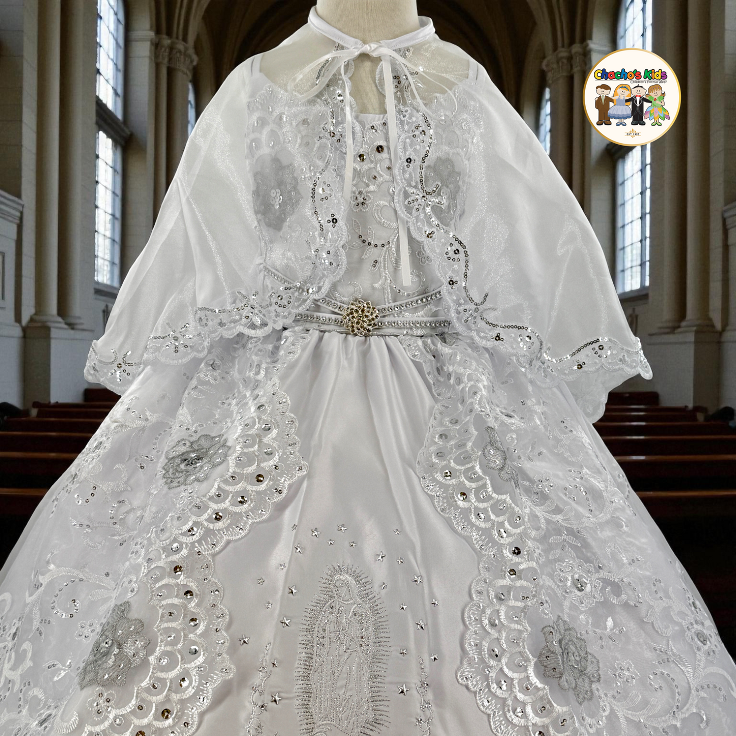 Girls Baptism Dress Virgin Mary-White (442)