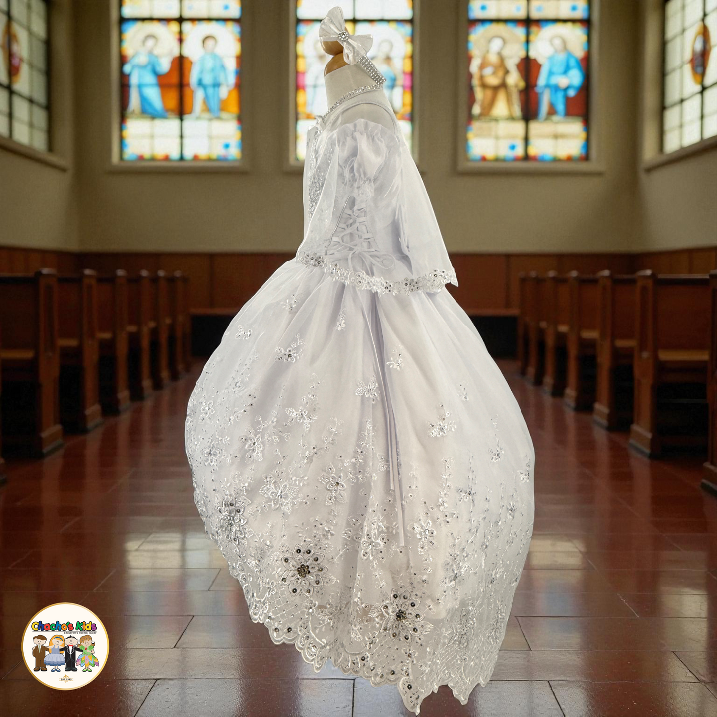 Girls Baptism Dress - White (462)