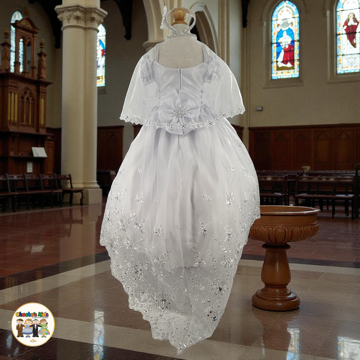 Girls Baptism Dress - White (462)