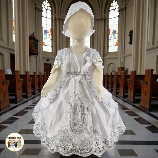 Girls Baptism Dress - 3 Piece Set-White (021)