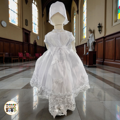 Girls Baptism Dress - 3 Piece Set-White (021)