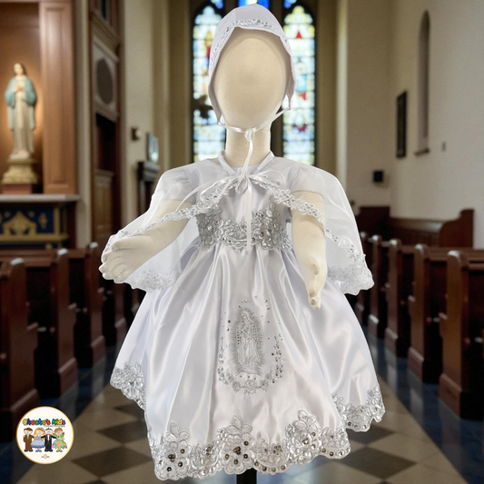 Girls Baptism Dress - 3 Piece Set-White (332)