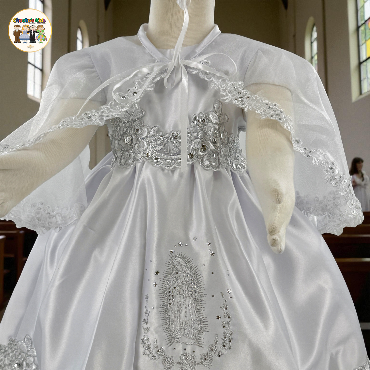 Girls Baptism Dress - 3 Piece Set-White (332)