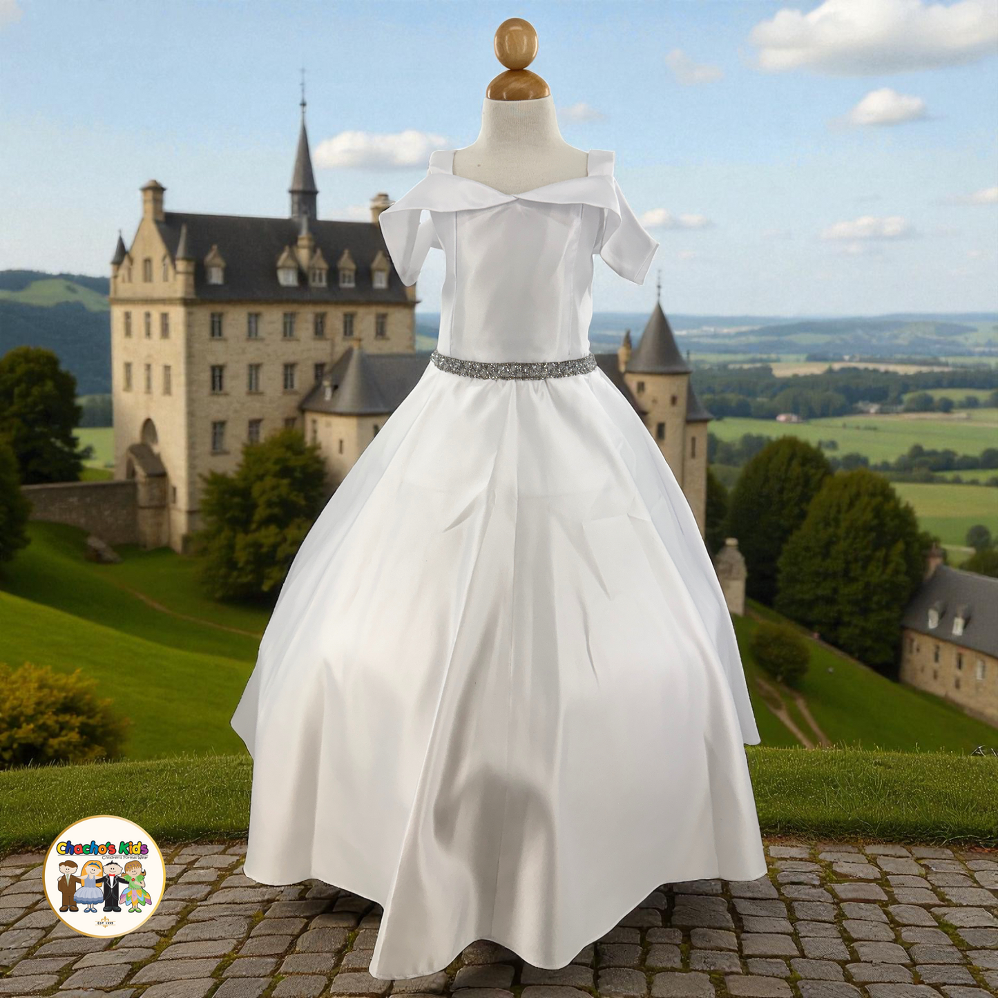 Silk Satin Ball Gown Dress (437)