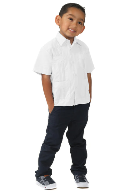 Boys Guayabera White Linen (4993-4995)