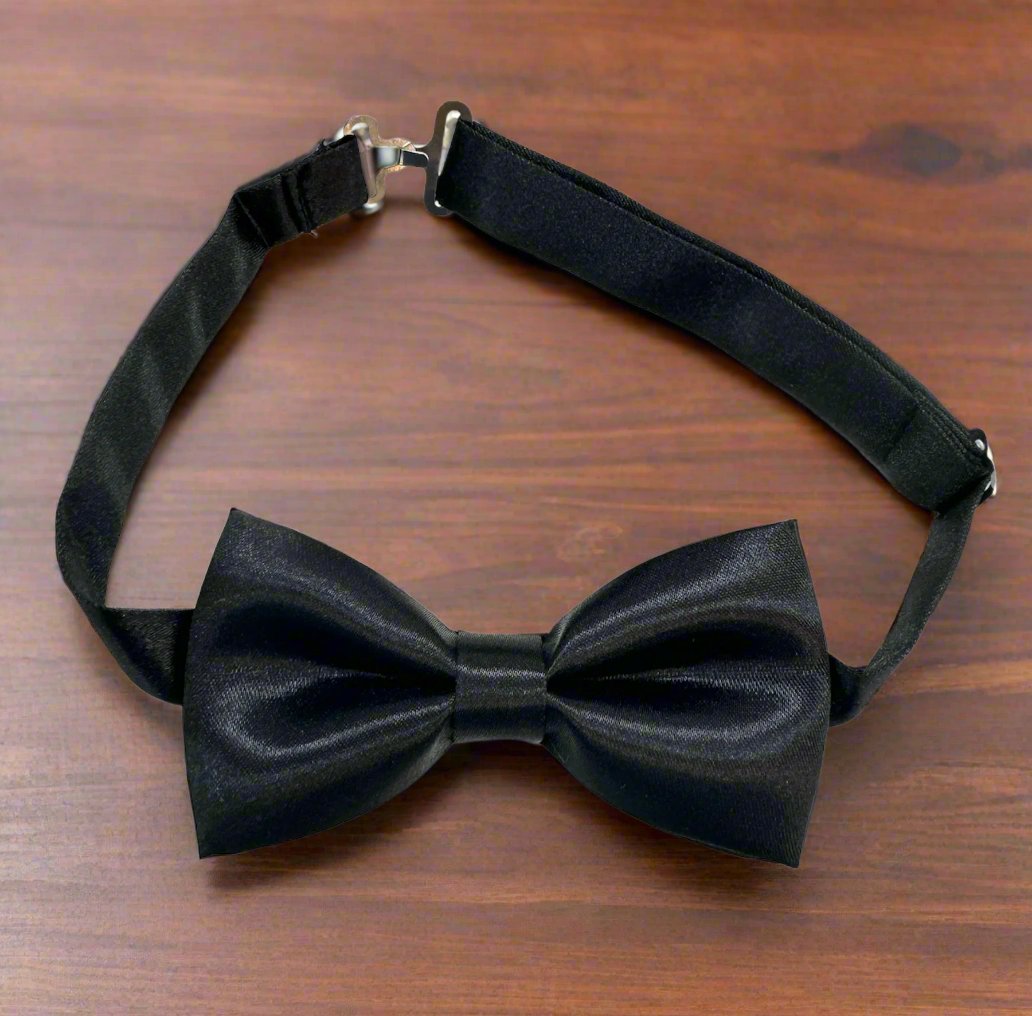 Satin Bow Tie (Black)-Boys-Black-Chacho’s Kids