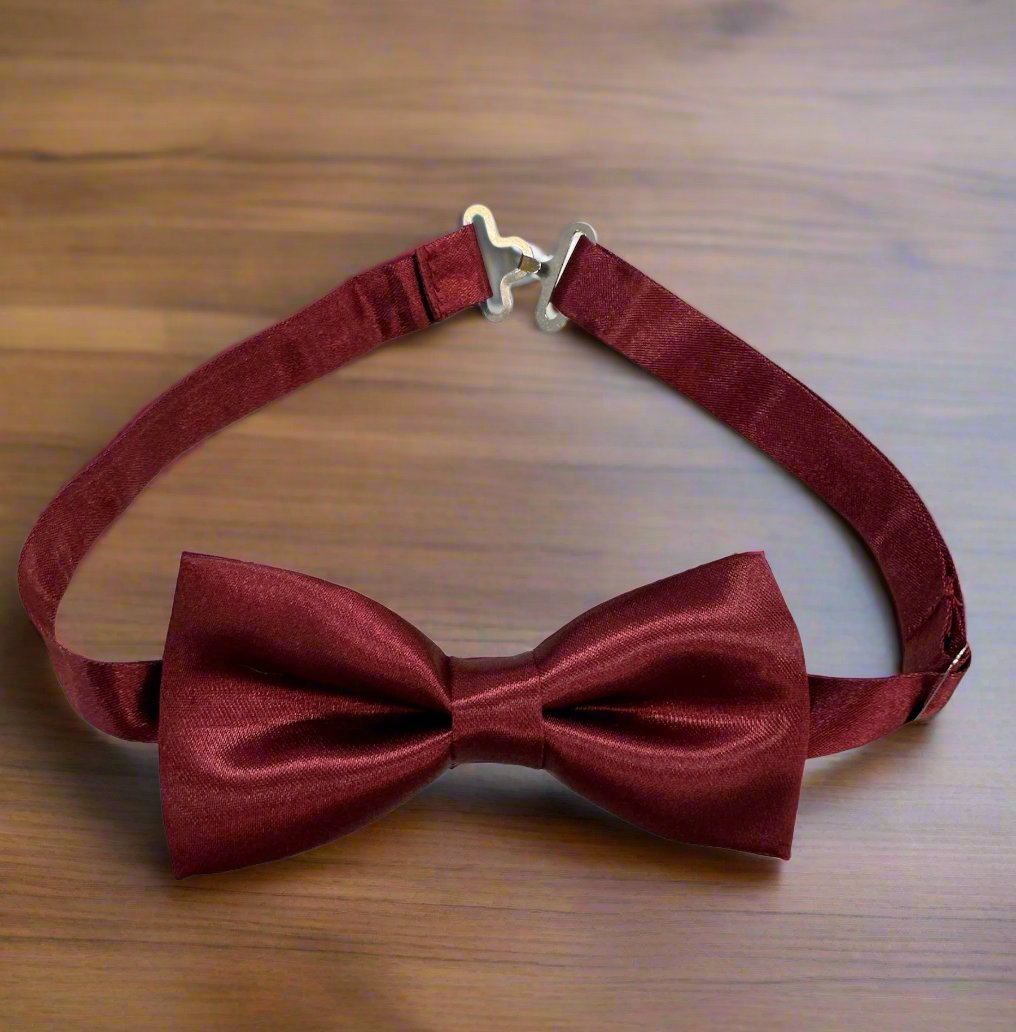 Satin Bow Tie (Burgundy)-Boys-Burgundy-Chacho’s Kids