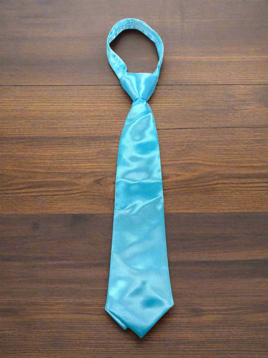 Satin Zipper Tie (Turquoise Blue)