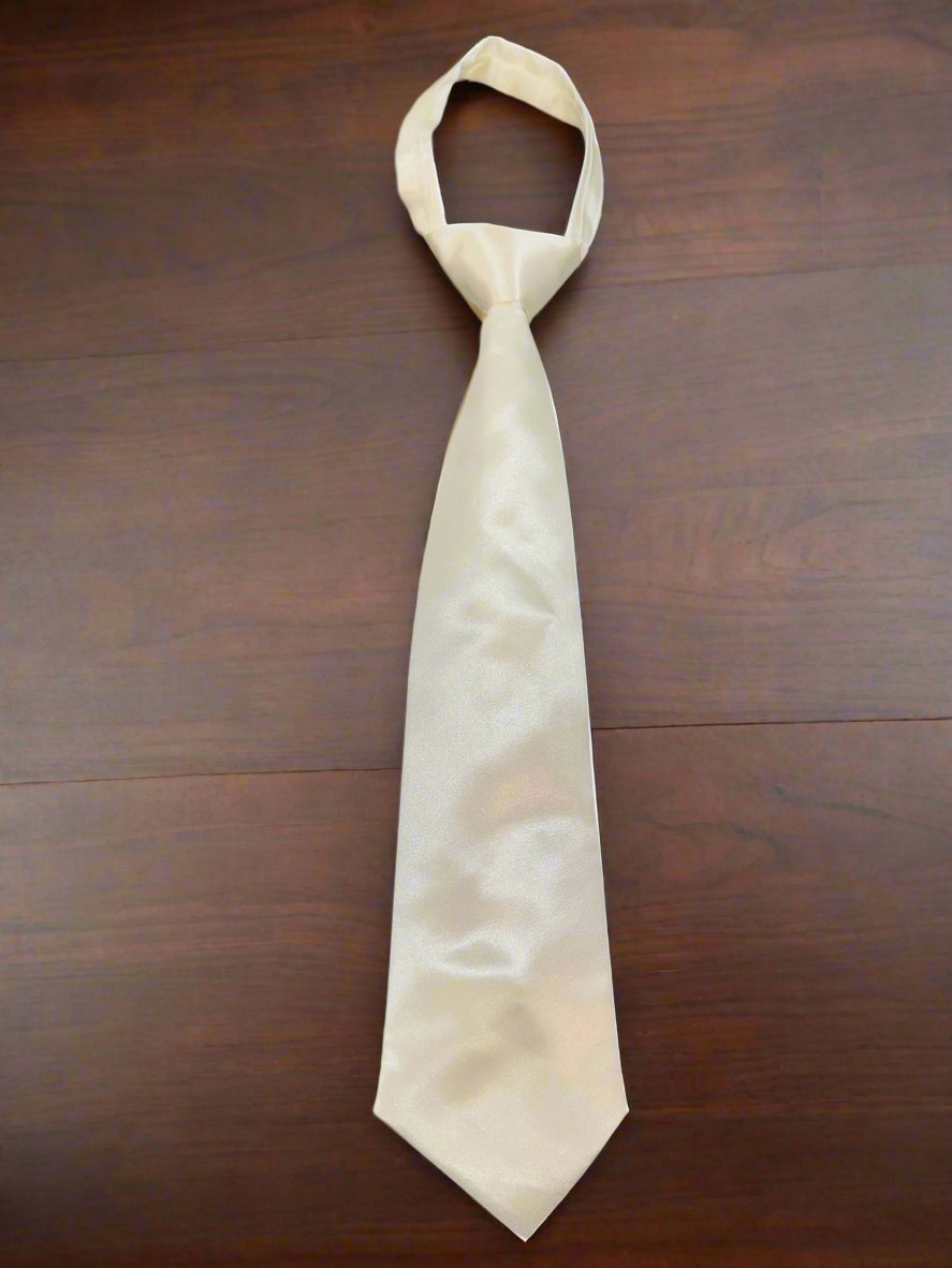 Satin Zipper Tie (Ivory)