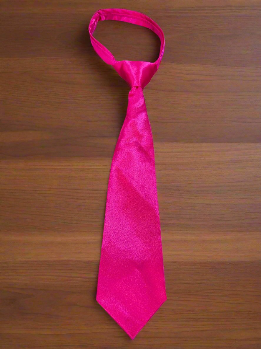 Satin Zipper Tie (Fuchsia)-Boys-Fuchsia-S-Chacho’s Kids