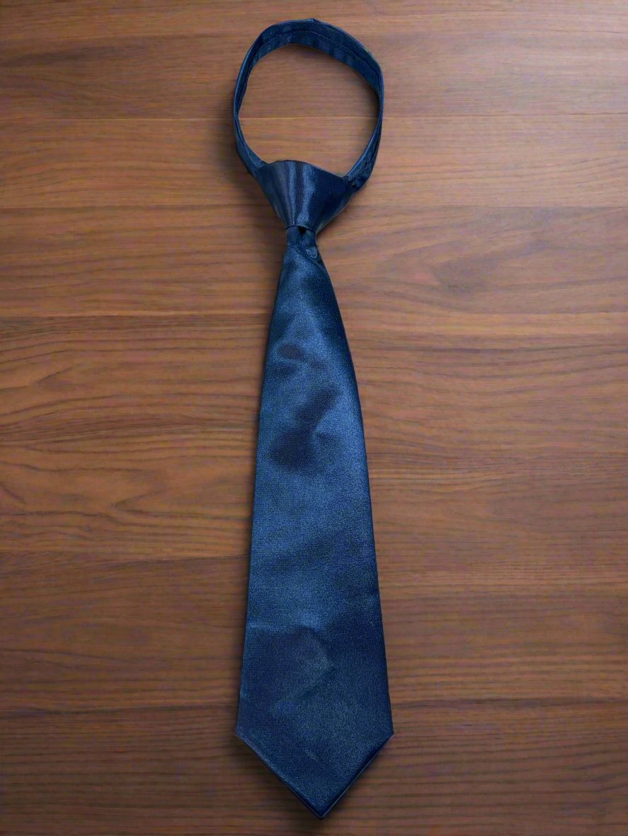 Satin Zipper Tie (Navy Blue)