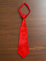 Satin Zipper Tie (Red)-Boys-Red-S-Chacho’s Kids