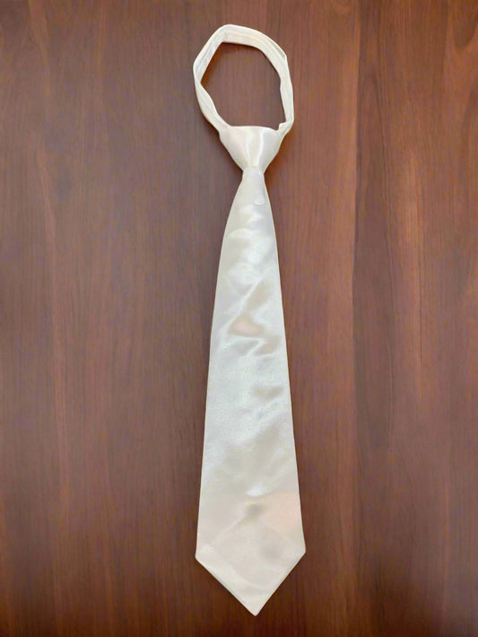 Satin Zipper Tie (White)