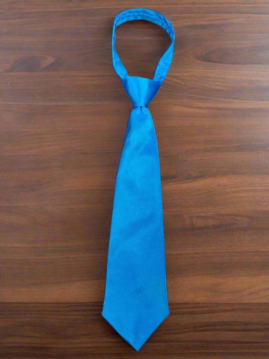 Satin Zipper Tie (Turquoise Blue)