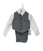 Boys Linen Vest Set (116)-Boys-Gray-6M-Chacho’s Kids