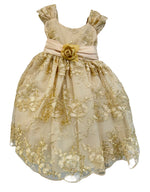 Party / Flower Girl Dress (216)-Girls-Gold-2-Chacho's Kids