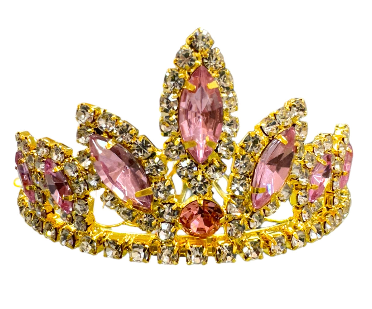 Girls Princess Tiara (0564)-Girls-Pink/Gold-Chacho's Kids