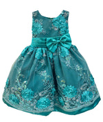 Party / Flower Girl Dress (SS3010D)-Girls-Teal-2-Chacho's Kids