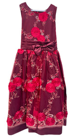 Party / Flower Girl Dress (SS3010D)-Girls-Burgundy-2-Chacho's Kids