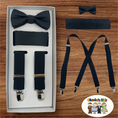 Boys 3 Piece Suspender Set (Black)