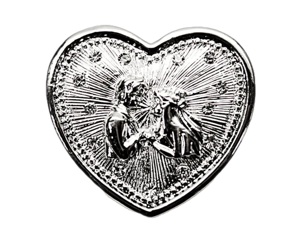 2" Silver Heart Wedding Arras Box and Coin Set with Wedding Couple