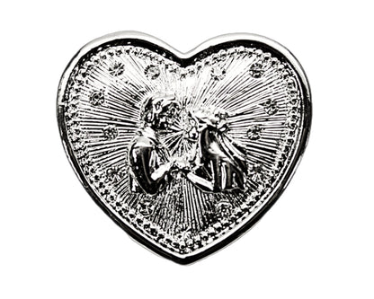 2" Silver Heart Wedding Arras Box and Coin Set with Wedding Couple