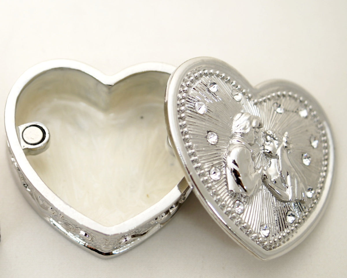 Wedding Arras-2" Silver Heart Wedding Arras Box and Coin Set with Wedding Couple-Chacho's Kids