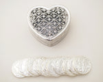 Wedding Arras-1.5" Silver Heart Arras Box and Coin Set with Rhinestones-Chacho's Kids