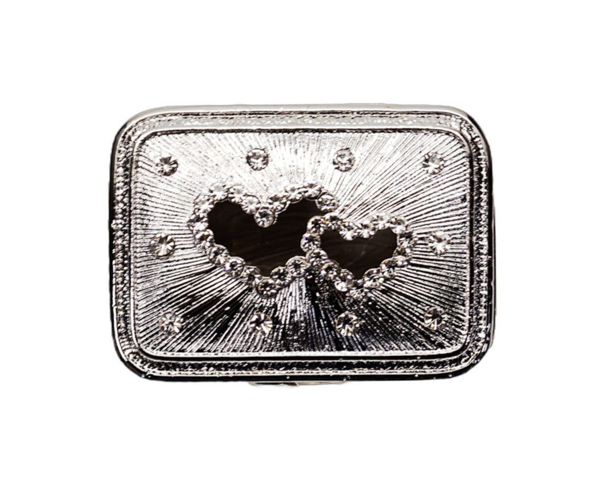 Wedding Arras-2 1/4" Silver Double Heart Rectangle Arras Box and Coin Set-Chacho's Kids