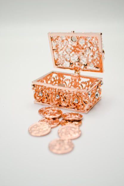 2.5" Rose Gold Rectangle Crystal Wedding Arras Set