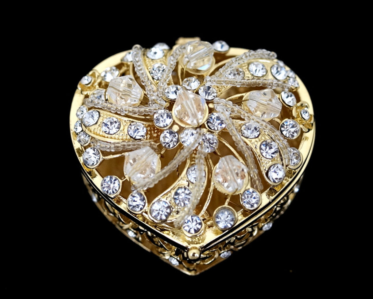 2.75" Gold Heart Crystal Wedding Arras Box Set