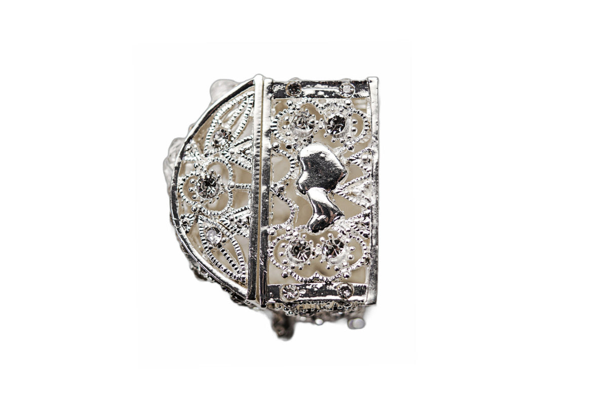 Wedding Arras-2-1/4" Silver Double Heart Crystal Treasure Chest Arras Box & Coin Set-Chacho's Kids