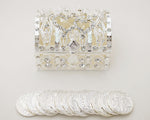 Wedding Arras-2-1/4" Silver Double Heart Crystal Treasure Chest Arras Box & Coin Set-Chacho's Kids
