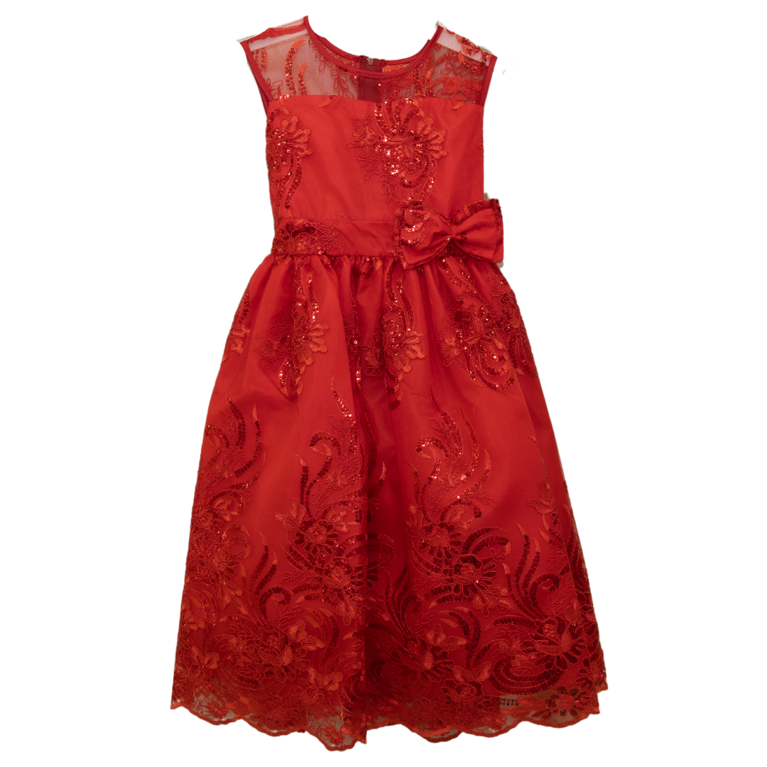Party/Flower Girl Dress (244)-Girls-Red-2-Chacho's Kids