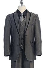Shinny Charcoal Classic Suit (Y10-01379)-Boys-Chacho's Kids