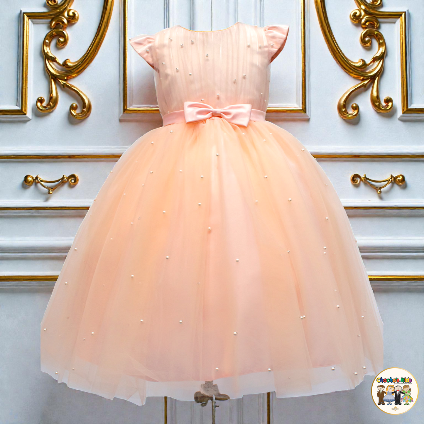 Girls Pearl Embellished Party / Flower Girl Dress (1100)