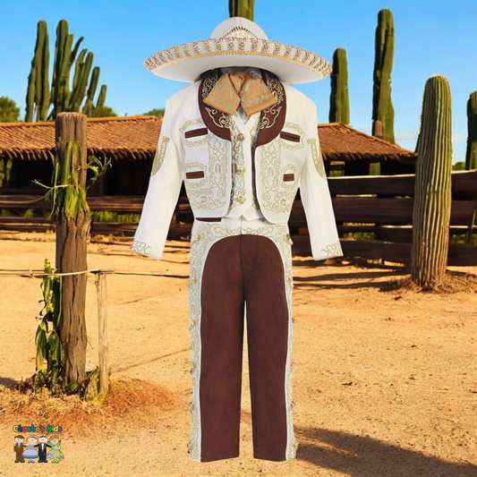 Charro Suit (6-Piece) Ivory/Brown-Boys-1-Chacho’s Kids