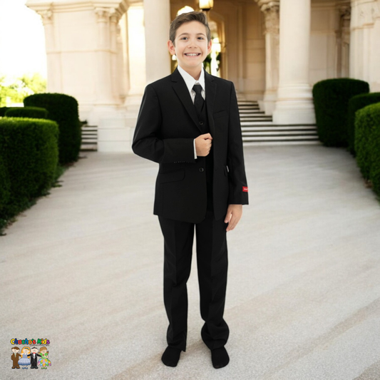 Classic Suit (BJ4005)-Boys-Black-1-Chacho's Kids