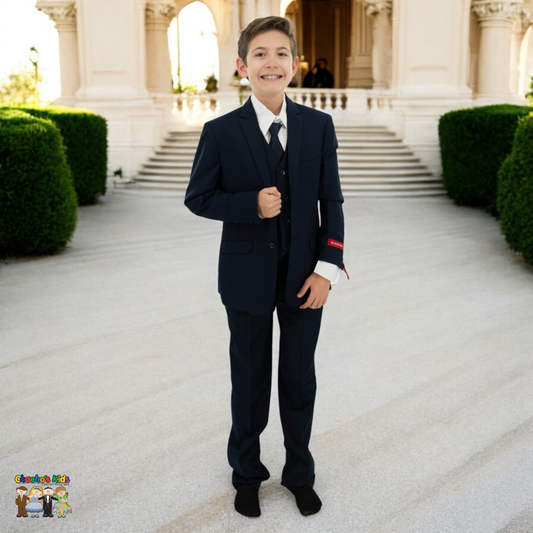 Classic Suit (BJ4005)-Boys-Navy-1-Chacho's Kids