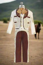 Charro Suit (6-Piece) Ivory/Brown-Boys-Chacho's Kids