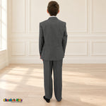 Charcoal Gray BJ4005 Premium Executive boys suit, coat back view showing the jacket and matching trousers.