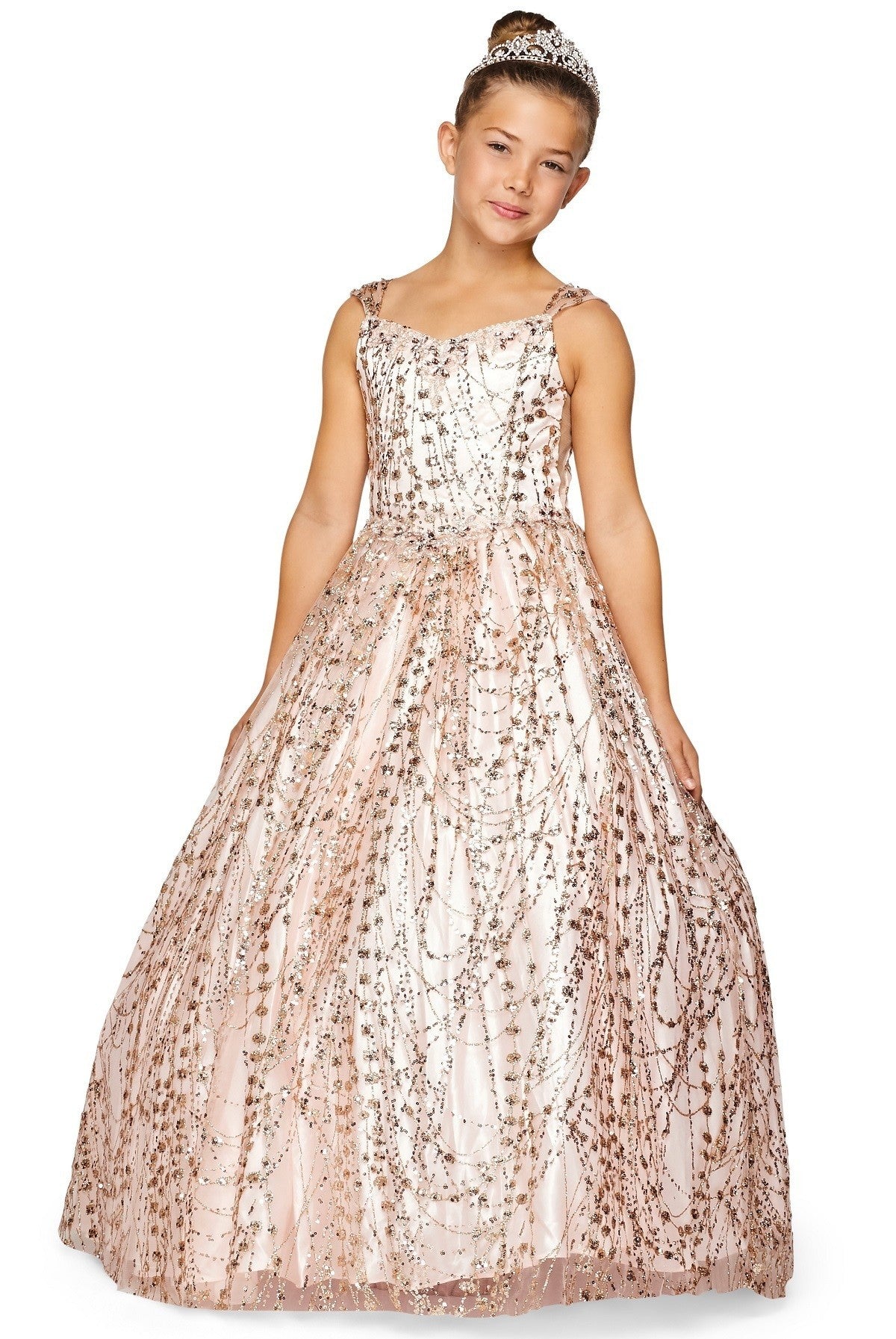 Ball Gown Dress (8007)-Girls-Blush-2-Chacho's Kids