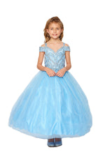 Ball Gown Dress (8028)-Girls-Blue-2-Chacho's Kids