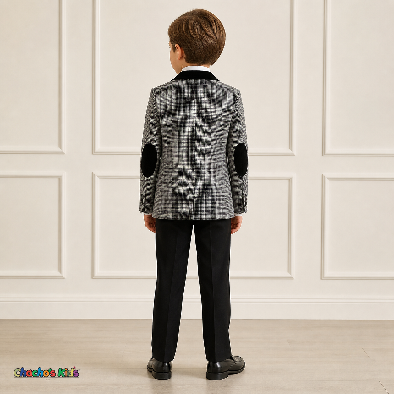 Houndstooth Velvet Trim Sport Coat
