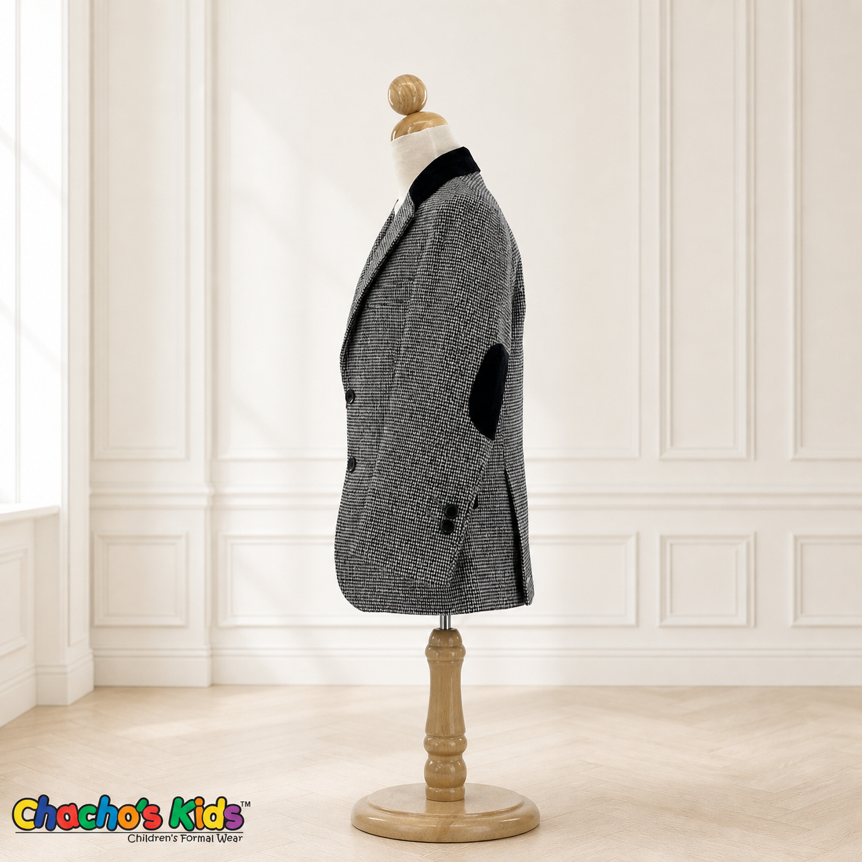 Houndstooth Velvet Trim Sport Coat