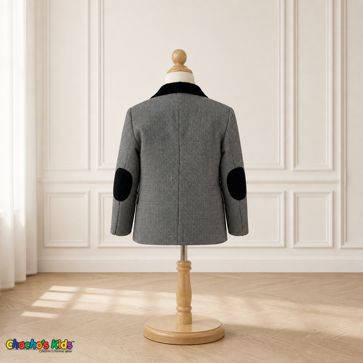 Houndstooth Velvet Trim Sport Coat