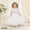 Girls white three-piece baptism dress with embroidered cape, front view